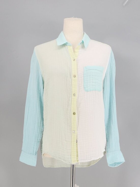 Rails Tops - RAILS Ellis Mint Cotton Gauze Colorblock Button Down Shirt Size S